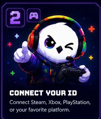 Step 2 — Connect your ID. Connect Steam to import your games + playtime. (More platforms soon.)