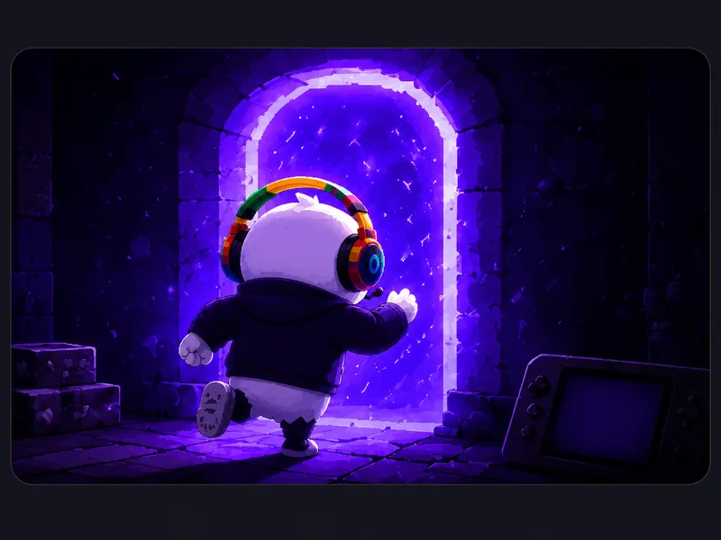 A persona running into a portal